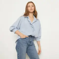 UNIVERSITY CLUB - Blusa Casual Manga Larga Cuello V Mujer