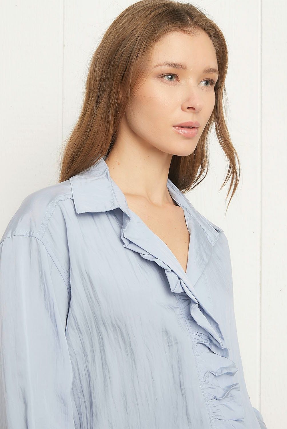 UNIVERSITY CLUB - Blusa Casual Mujer University Club Manga Larga con Volantes