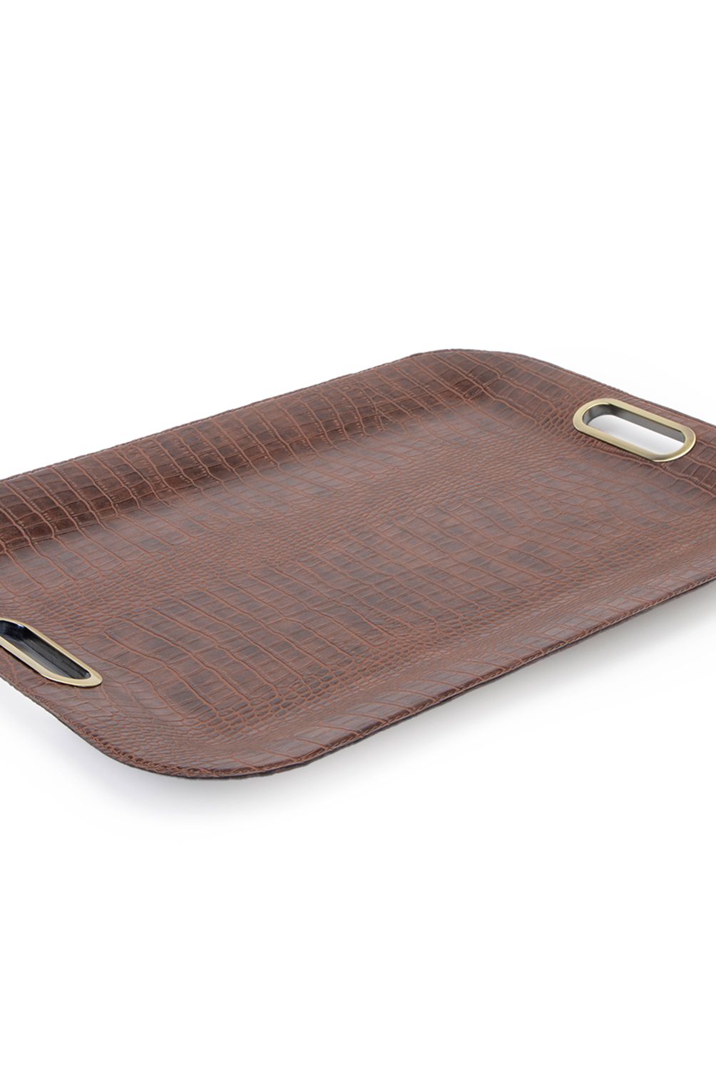 ARTPELLE - Bandeja De Cuero Con Asas Crocodile 55x40 Cm Artpelle