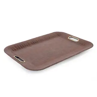 ARTPELLE - Bandeja De Cuero Con Asas Crocodile 55x40 Cm