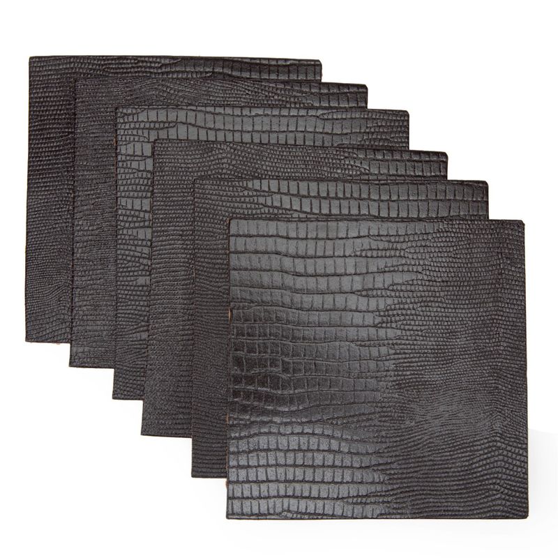 DERIA - Set 4 Posavasos Cuero Negro Texturizado Deria