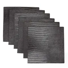 DERIA - Set 4 Posavasos Cuero Negro Texturizado