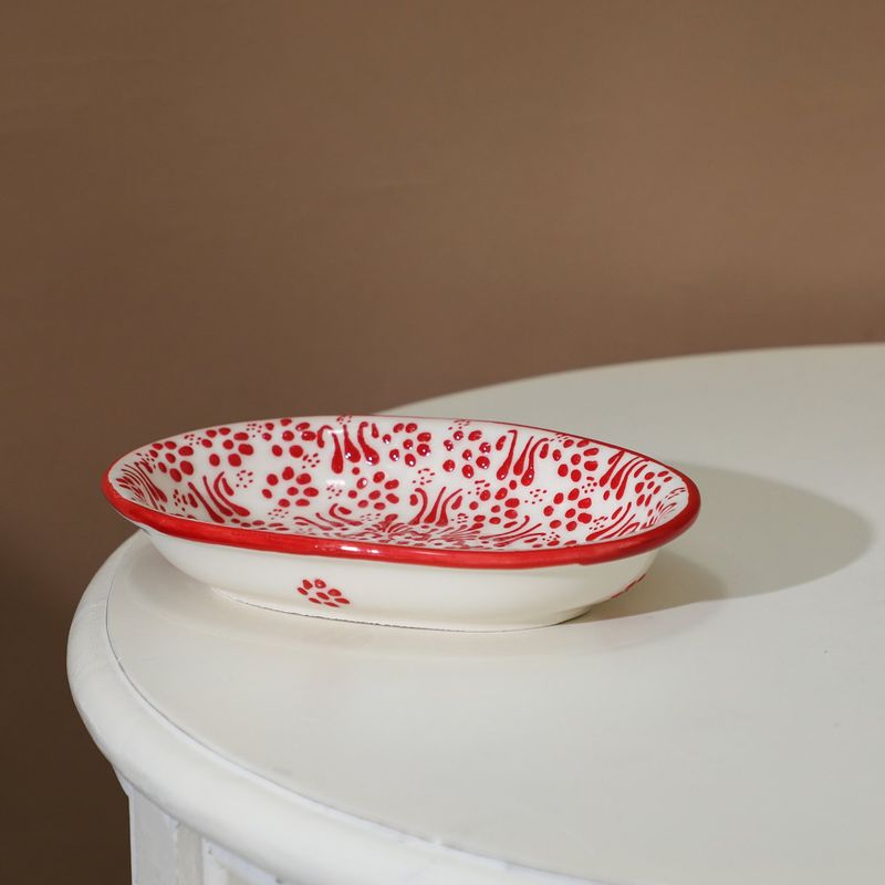 MYTH ARTS - Bowl Ovalado 14x20 Cm Cerámica Texturizada Rojo Myth Arts