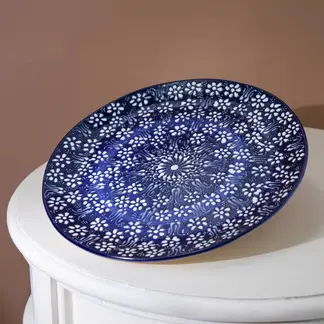 MYTH ARTS - Fuente 32Cms Azul Cerámica Texturizada