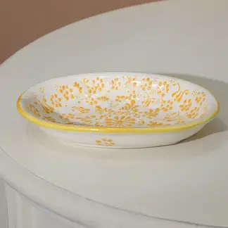 MYTH ARTS - Bowl Ovalado 14x20 Cm Cerámica Texturizada Amarillo