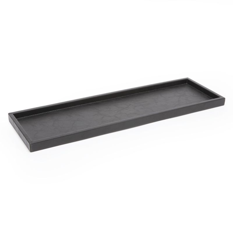 DERIA - Bandeja Rectangular 53x16 Cm Cuero Negro Deria