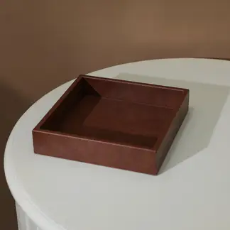 DERIA - Servilletero Cuero Caramelo 19x19 Cm