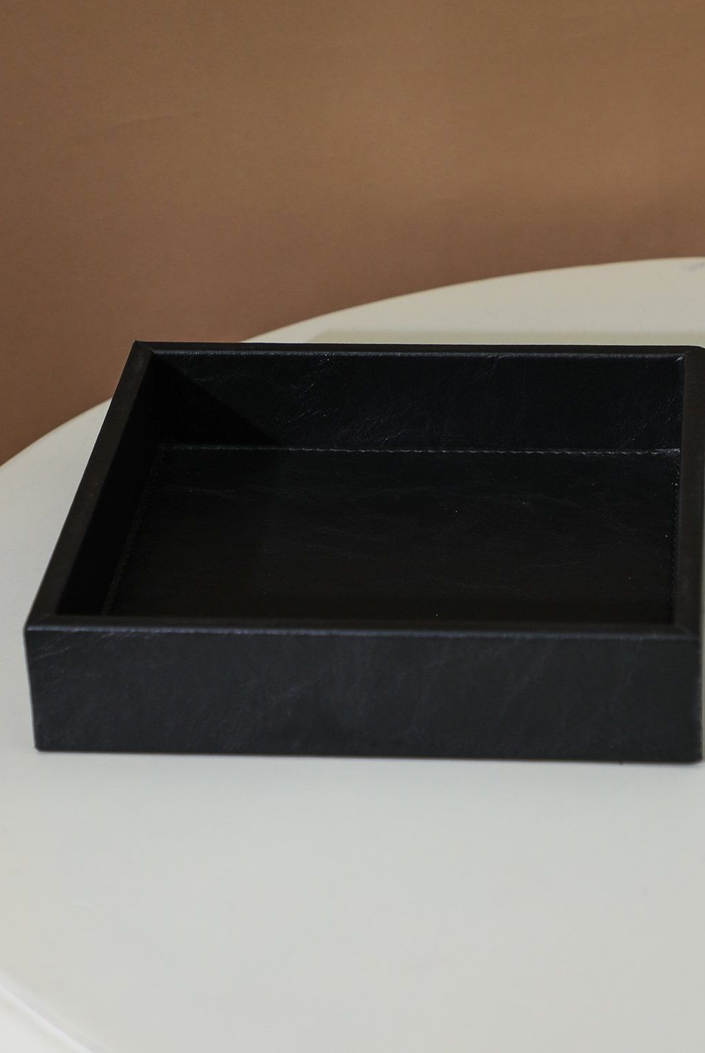 DERIA - Servilletero Cuero Negro 19x19 Cm Deria