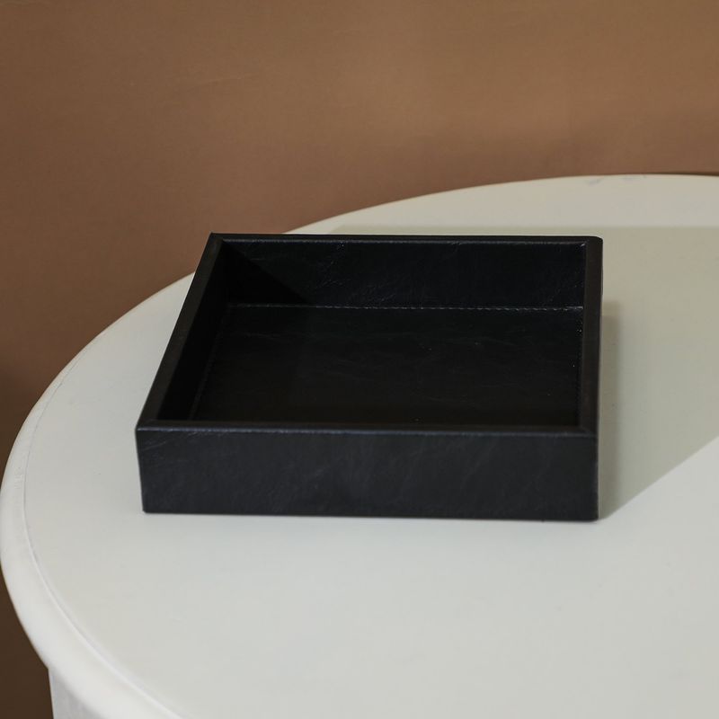 DERIA - Servilletero Cuero Negro 19x19 Cm Deria