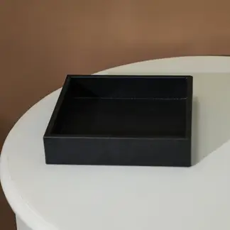 DERIA - Servilletero Cuero Negro 19x19 Cm