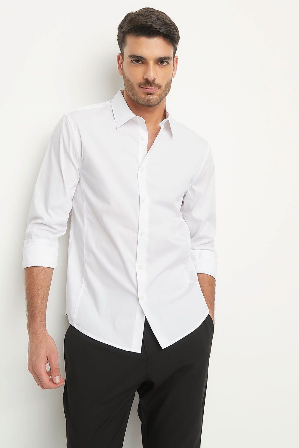 BASEMENT - Camisa Manga Larga Slim Fit Hombre Basement