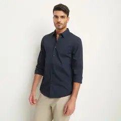 BASEMENT - Camisa Manga Larga Slim Fit Hombre