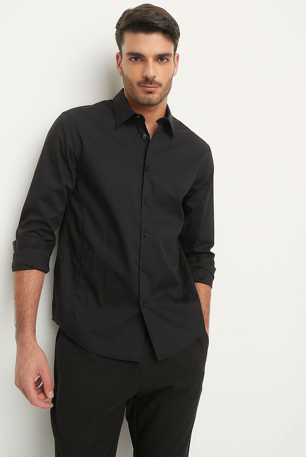 BASEMENT - Camisa Manga Larga Slim Fit Hombre Basement