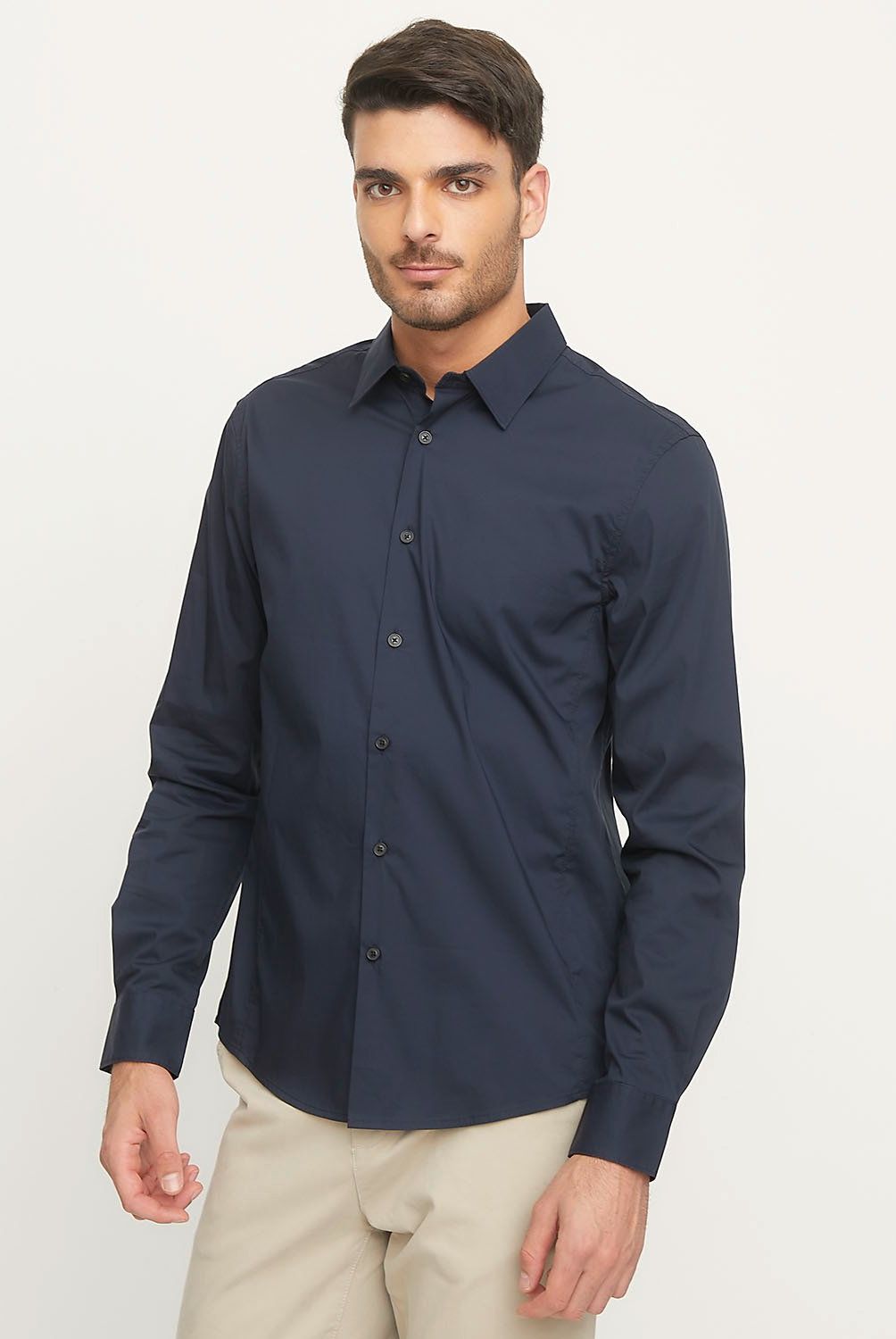BASEMENT - Camisa Manga Larga Slim Fit Hombre Basement