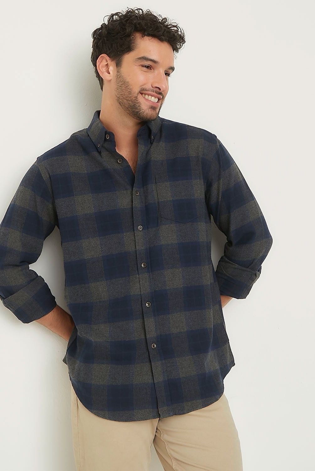 NEWPORT - Camisa Manga Larga Casual Algodón Hombre Newport