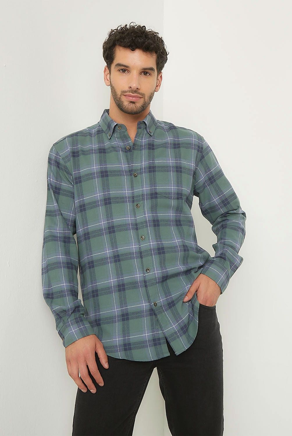 NEWPORT - Camisa Manga Larga Casual Algodón Hombre Newport