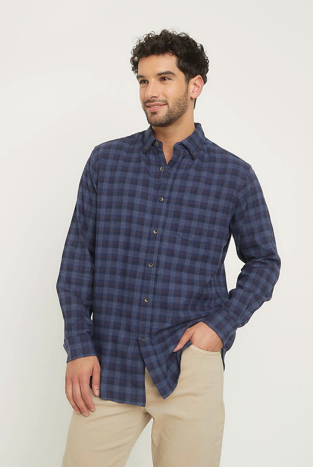 NEWPORT - Camisa Manga Larga Casual Algodón Hombre Newport