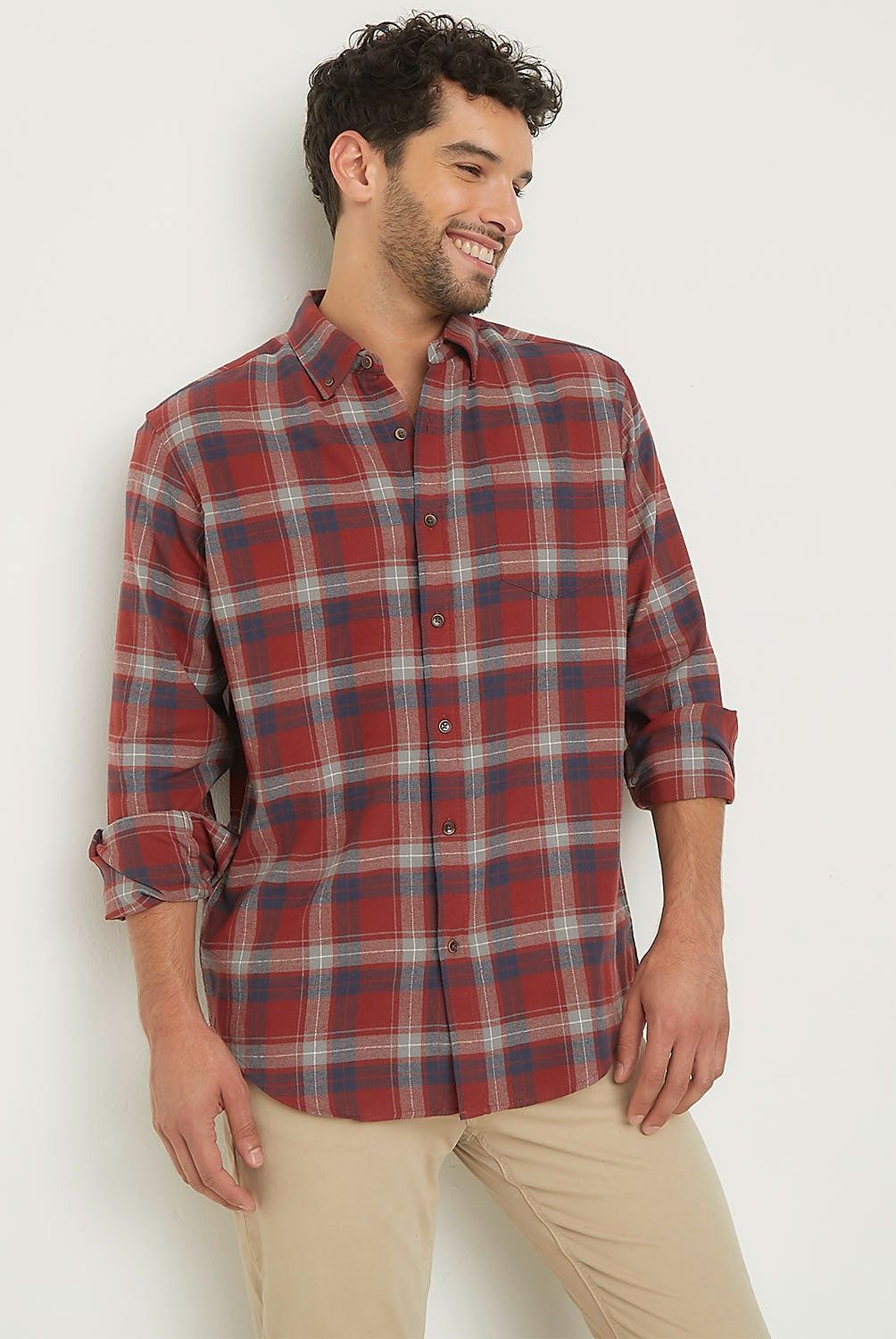 NEWPORT - Camisa Manga Larga Casual Algodón Hombre Newport