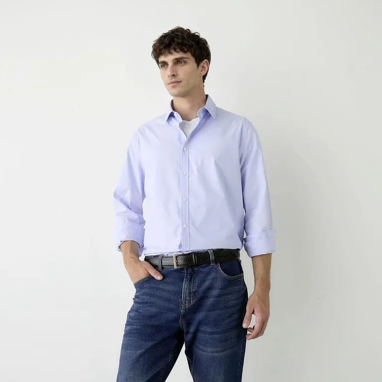 Camisa Manga Larga Rayas Slim Fit Hombre