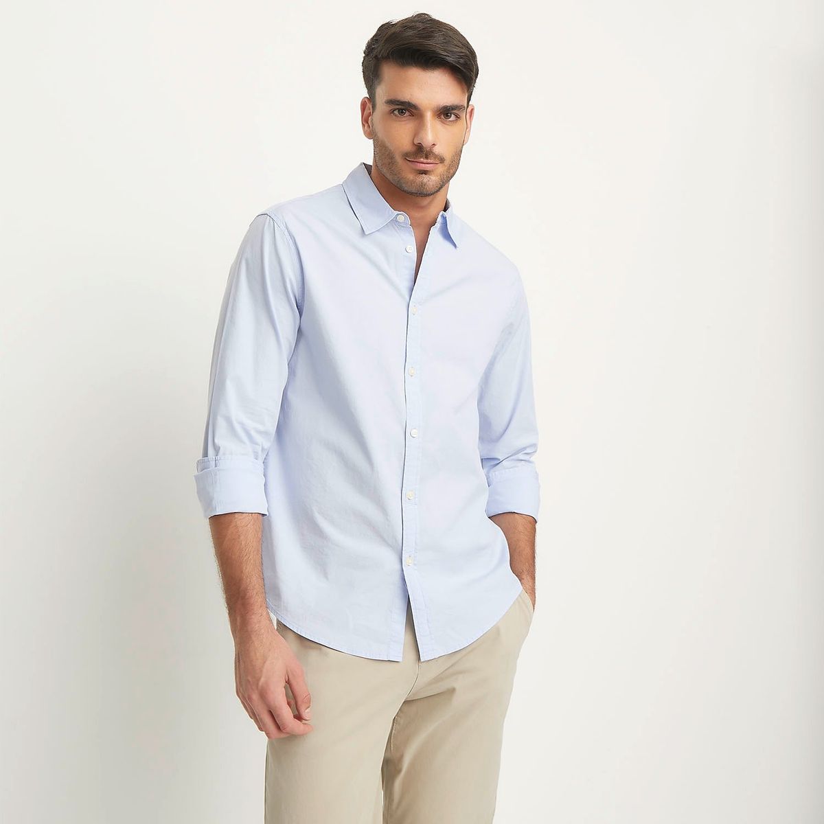 BASEMENT - Camisa Manga Larga Rayas Slim Fit Hombre Basement