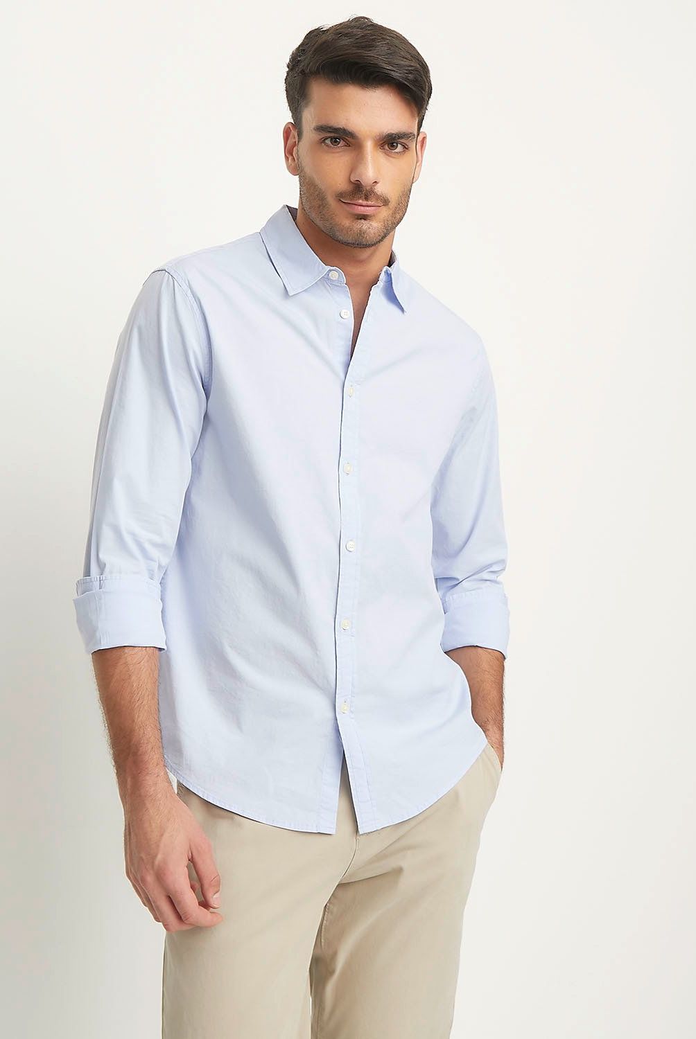 BASEMENT - Camisa Manga Larga Rayas Slim Fit Hombre Basement