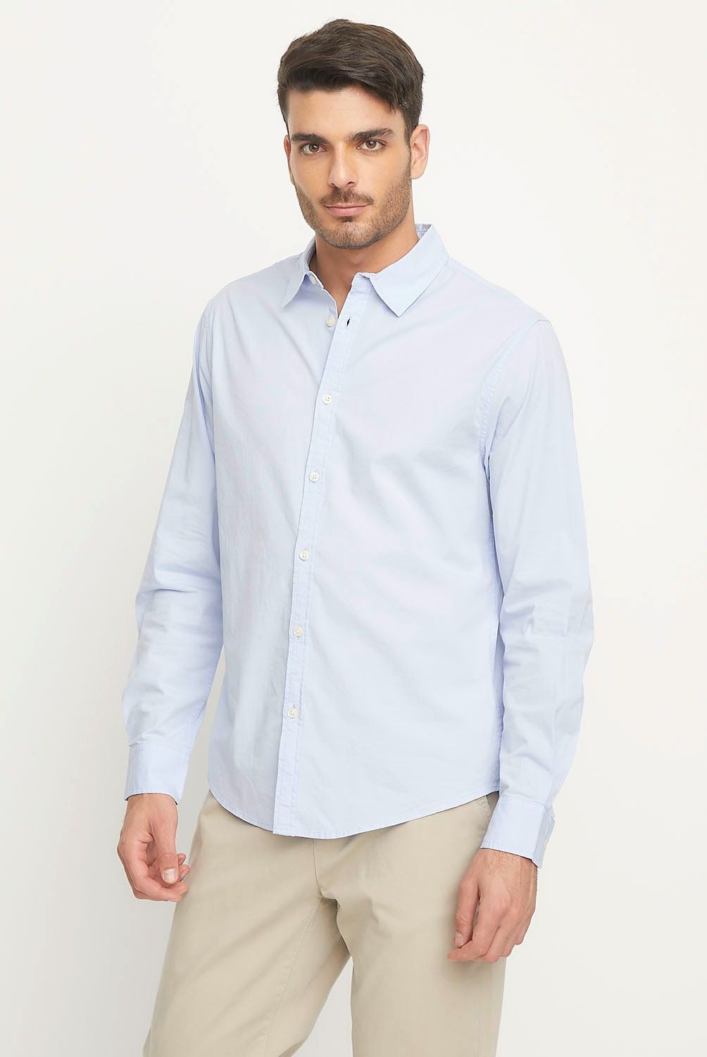 BASEMENT - Camisa Manga Larga Rayas Slim Fit Hombre Basement