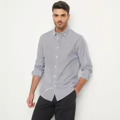 BASEMENT - Camisa Manga Larga Rayas Slim Fit Hombre