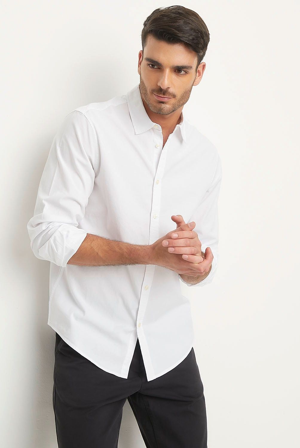 BASEMENT - Camisa Manga Larga Rayas Slim Fit Hombre Basement