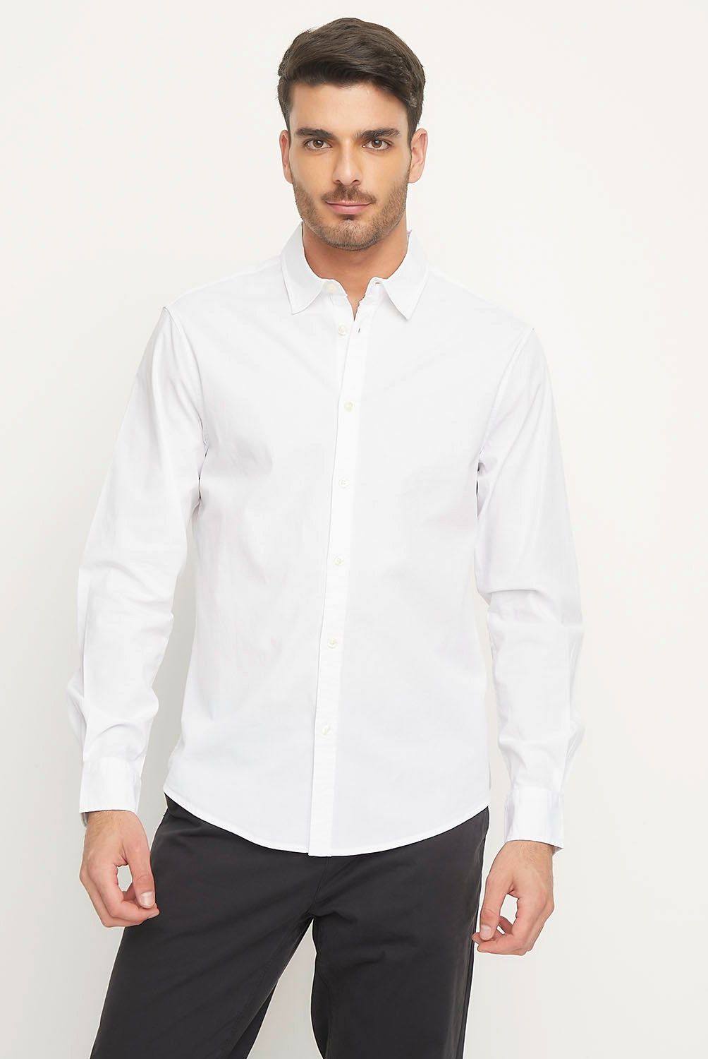 BASEMENT - Camisa Manga Larga Rayas Slim Fit Hombre Basement
