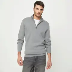 BASEMENT - Sweater Algodón Cuello Alto con Cremallera Hombre