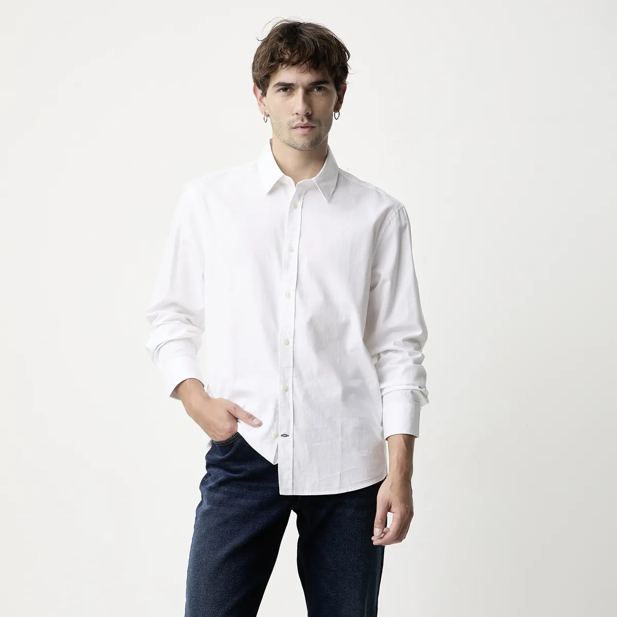 BASEMENT - Camisa Manga Larga Algodón Hombre Basement