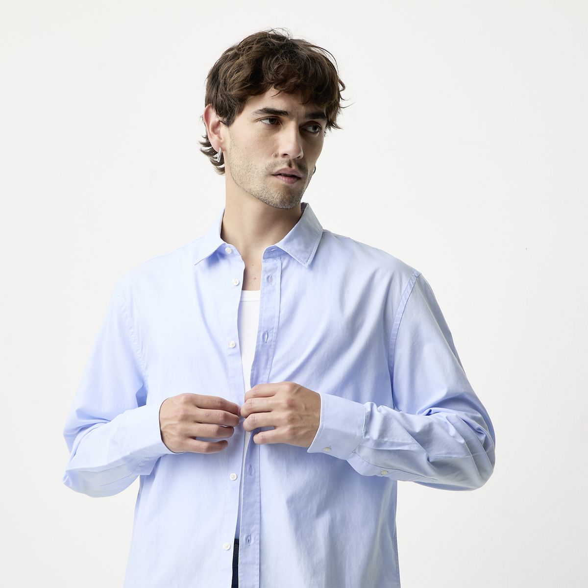 BASEMENT - Camisa Manga Larga Algodón Hombre Basement