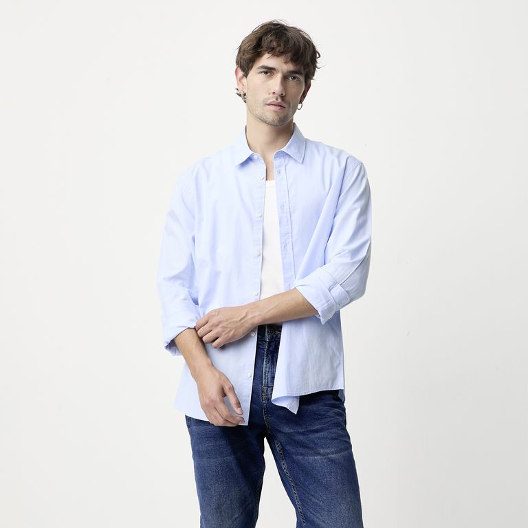 Camisa Manga Larga Algodón Hombre