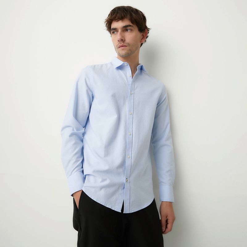BASEMENT - Camisa Manga Larga Algodón Hombre Basement
