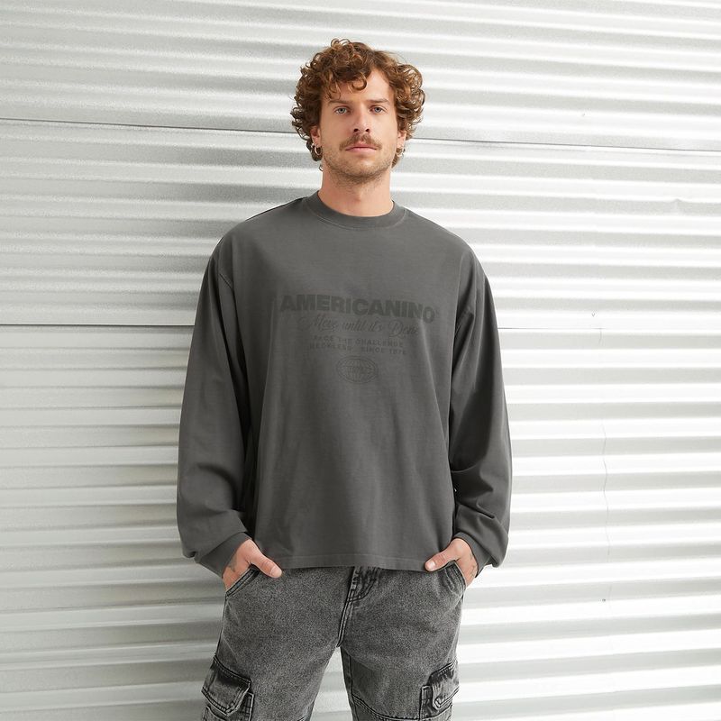AMERICANINO - Polera Manga Larga Relaxed Fit Hombre Americanino