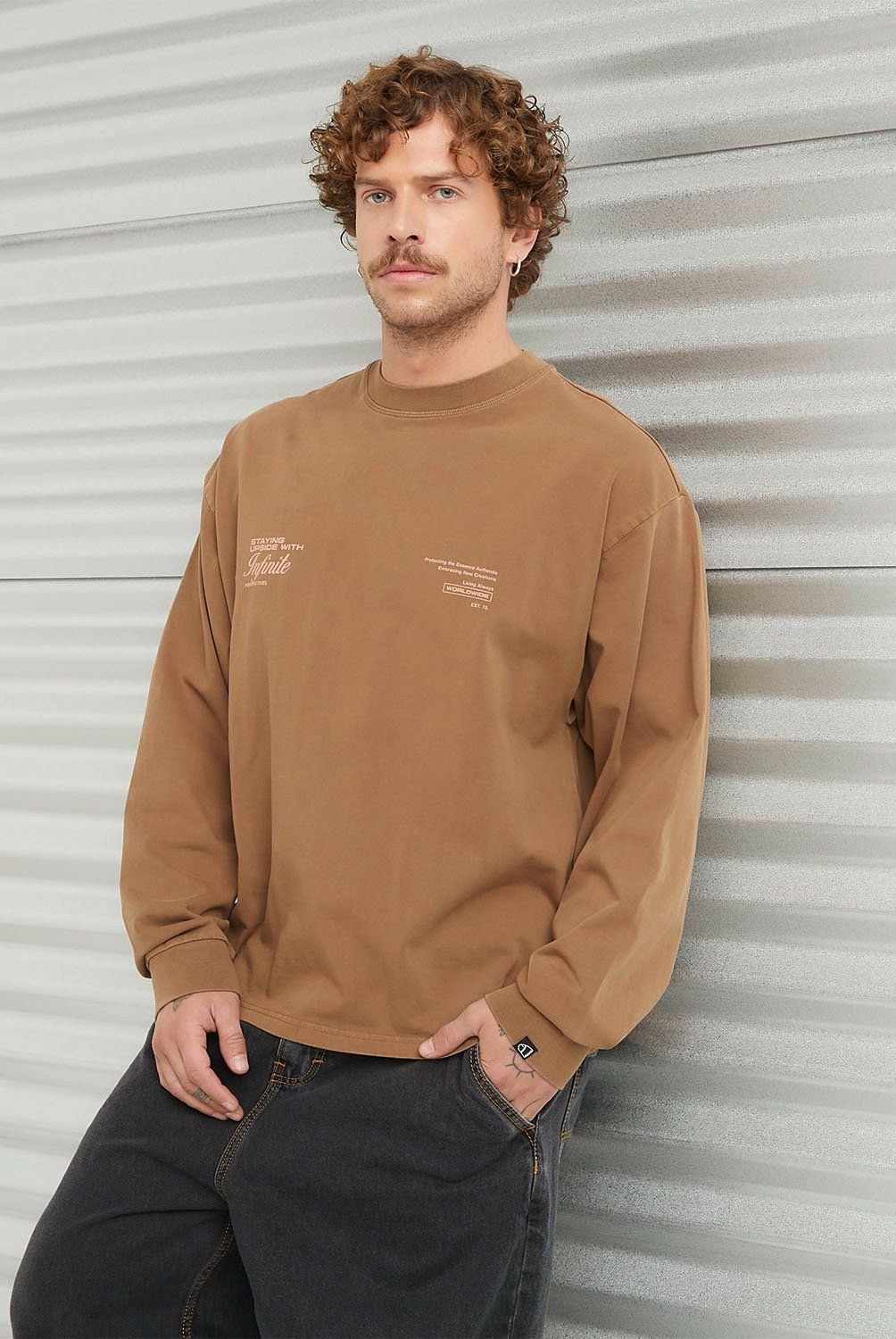 AMERICANINO - Polera Manga Larga Relaxed Fit Hombre Americanino