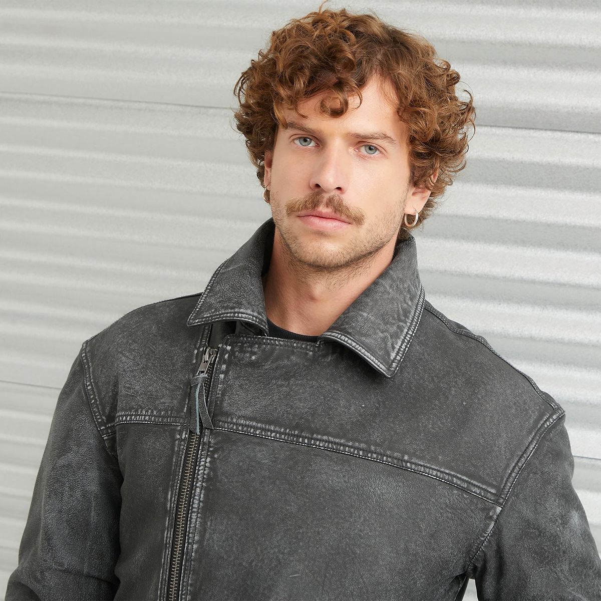 AMERICANINO - Chaqueta Biker Cuero Hombre Americanino