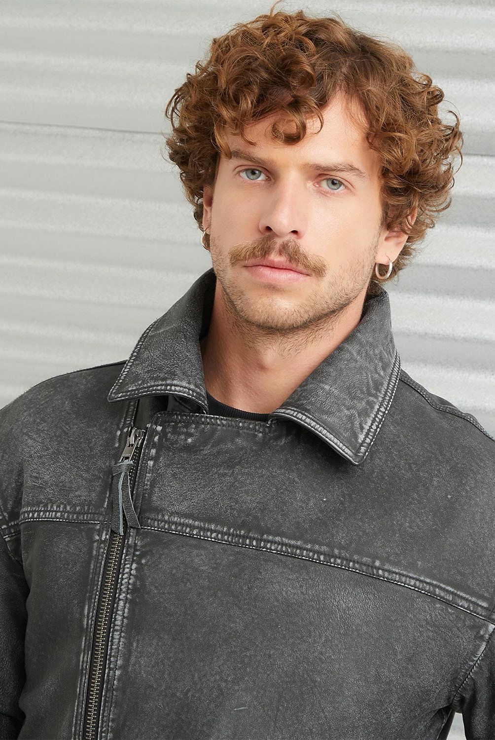 AMERICANINO - Chaqueta Biker Cuero Hombre Americanino