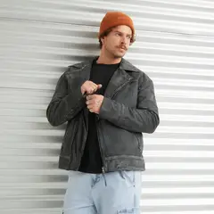 AMERICANINO - Chaqueta Biker Cuero Hombre