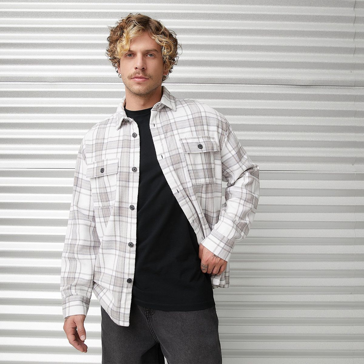 AMERICANINO - Camisa Casual Manga Larga Algodón Hombre Americanino