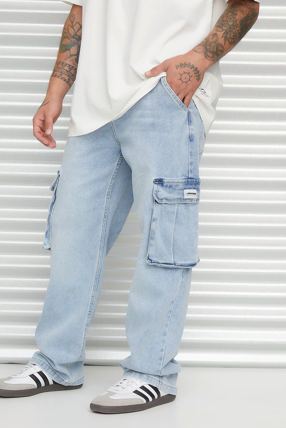 AMERICANINO - Jeans 5 Bolsillos Cargo Tiro Medio Hombre Americanino
