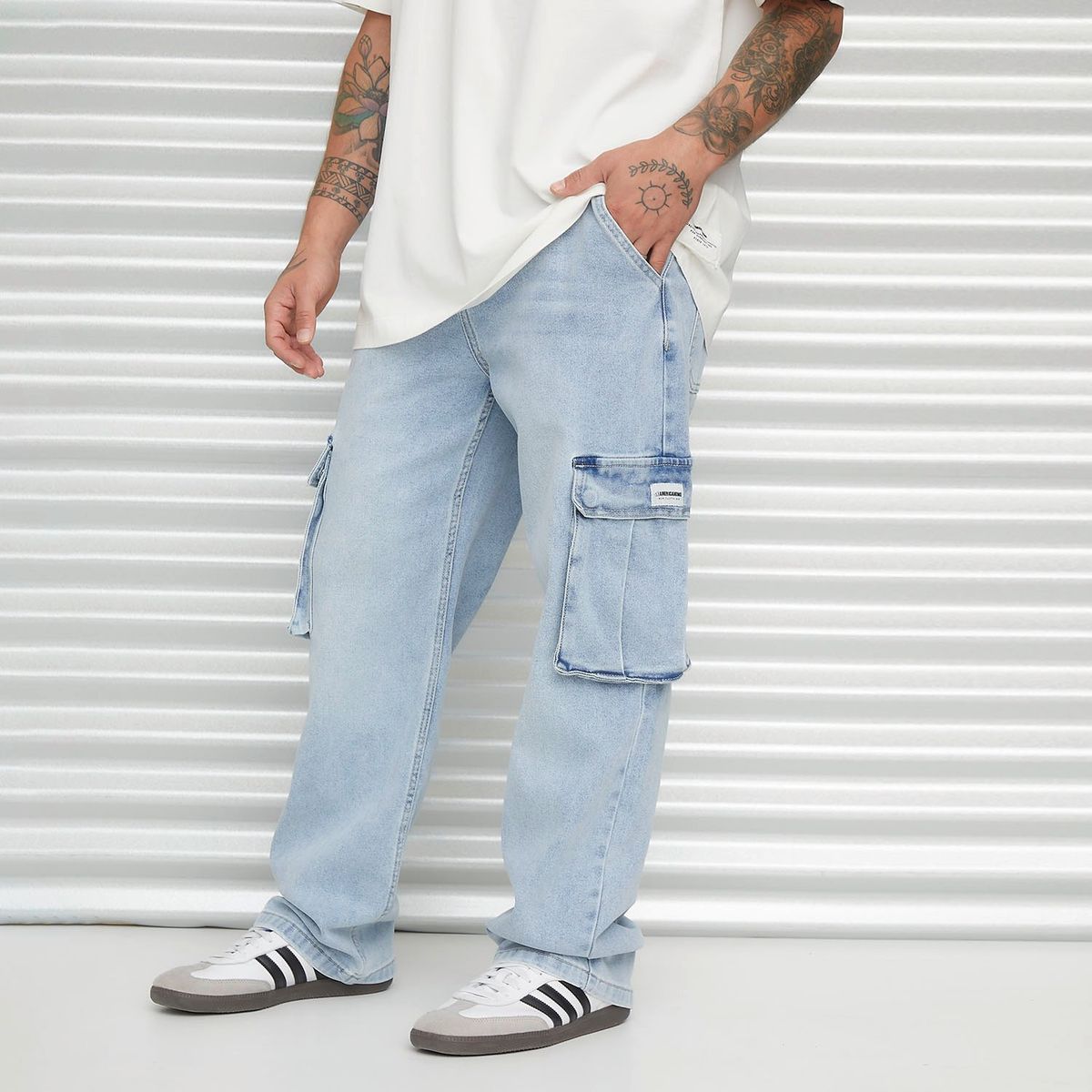 AMERICANINO - Jeans Cargo Americanino Algodón Tiro Medio Hombre
