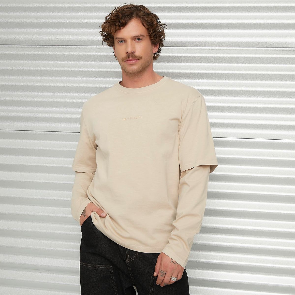 AMERICANINO - Polera Americanino Manga Larga Relaxed Fit Algodón Hombre