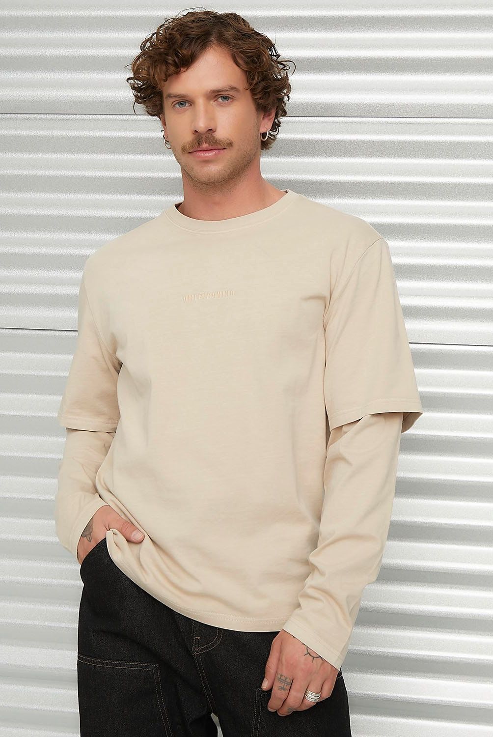 AMERICANINO - Polera Americanino Manga Larga Relaxed Fit Algodón Hombre