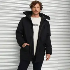 AMERICANINO - Parka Larga Hombre Con Gorro Estilo Casual