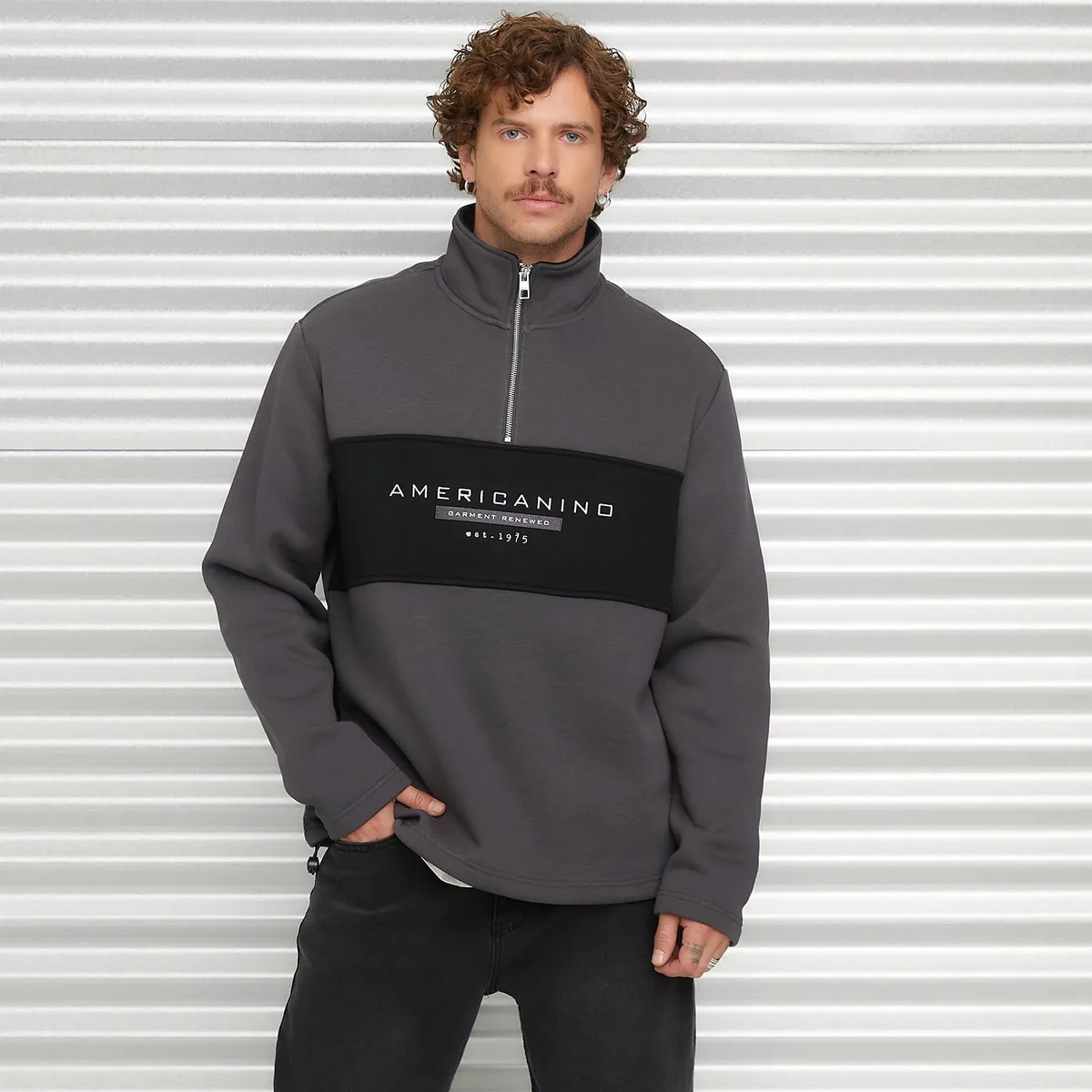 AMERICANINO - Polerón Algodón Medio Cierre Hombre Americanino