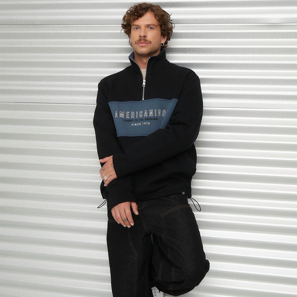 AMERICANINO - Polerón Algodón Medio Cierre Hombre Americanino