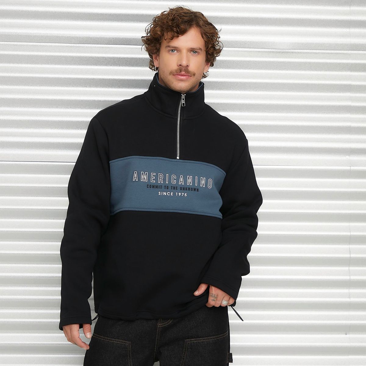 AMERICANINO - Polerón Algodón Medio Cierre Hombre Americanino