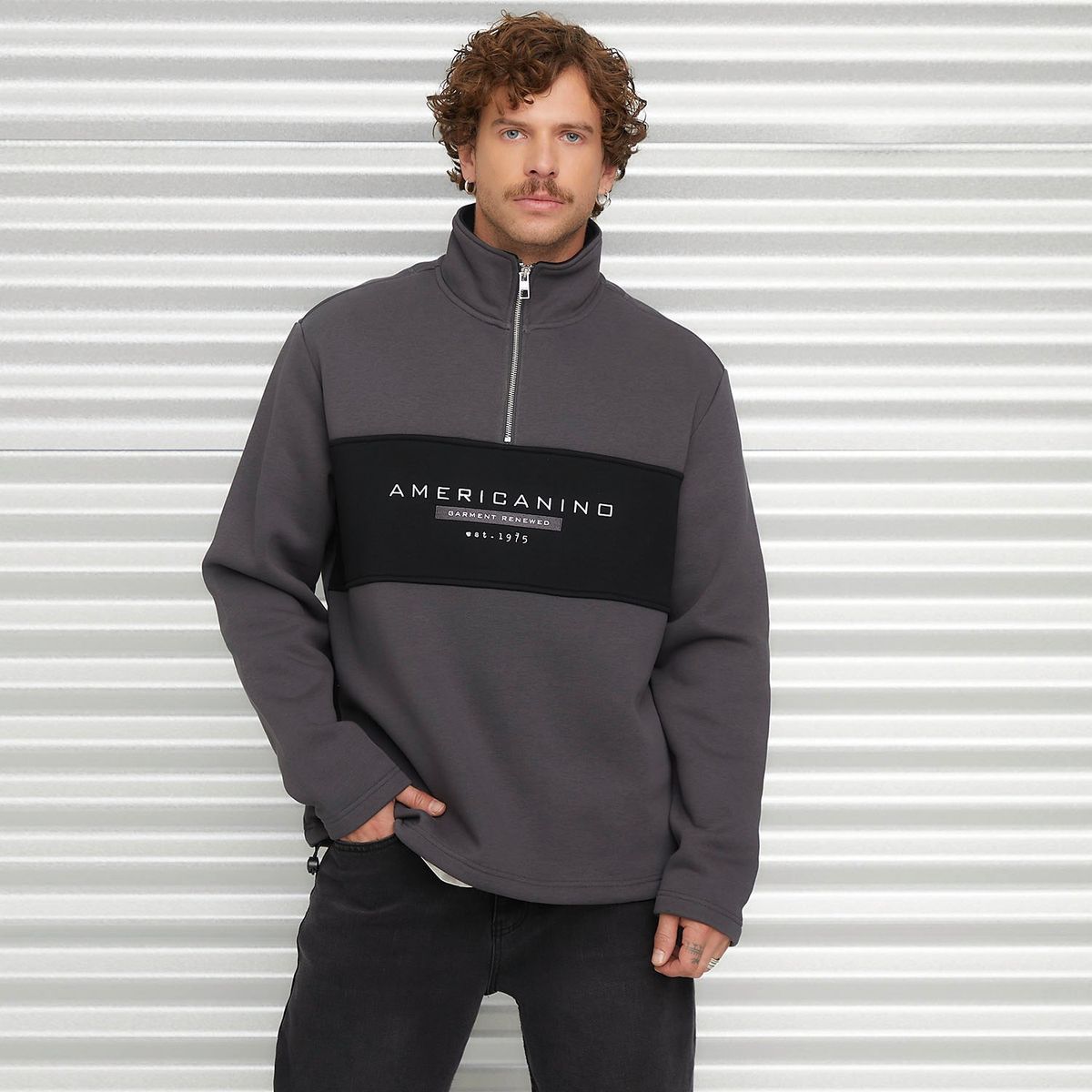 AMERICANINO - Polerón Algodón Medio Cierre Hombre Americanino