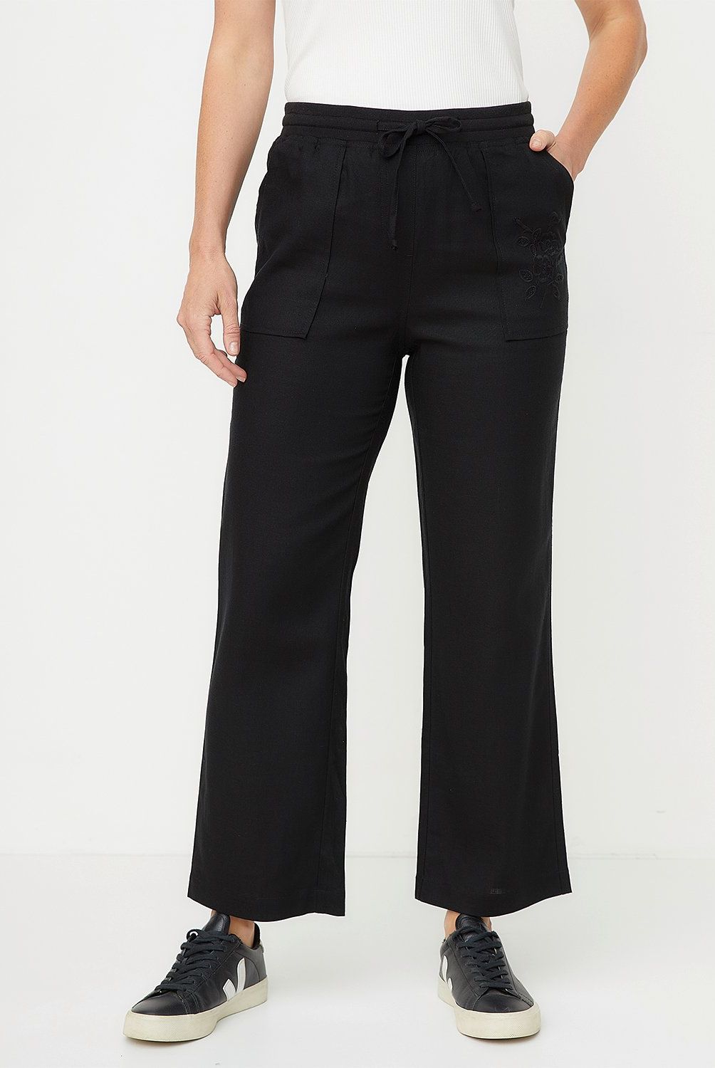 NEWPORT - Pantalón Flare Mujer Newport Viscosa y Lino Casual